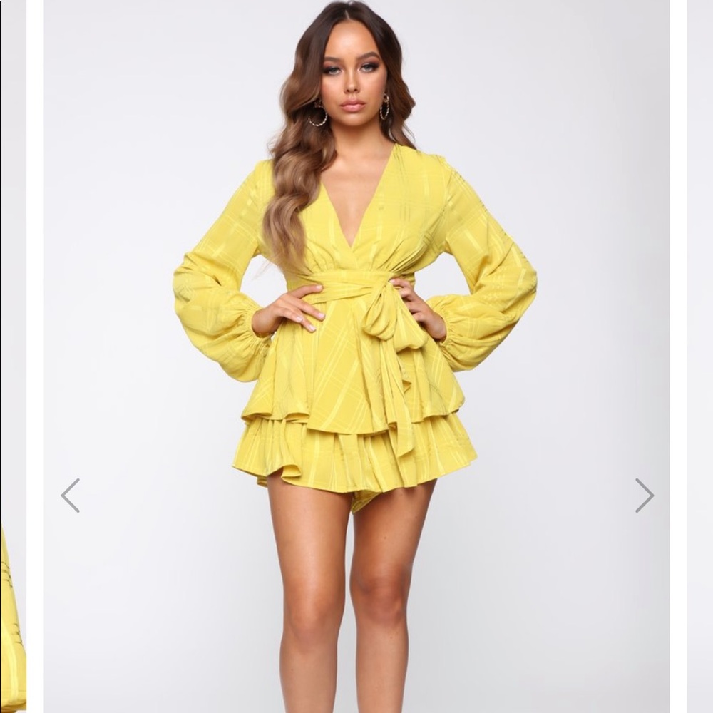 Delicately Dangerous Bell Sleeve Romper - Yellow